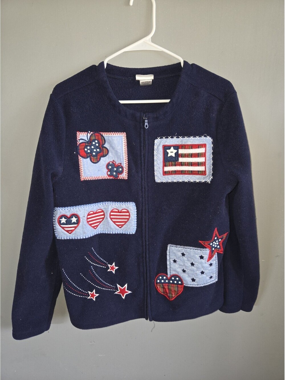 Vintage Womans Zip Up Large Americana Grandmacore Whimsical Teacher Chic